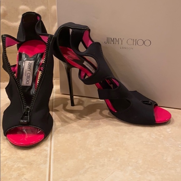 Jimmy Choo pink and black Neoprene Heels size 41 - Picture 2 of 6